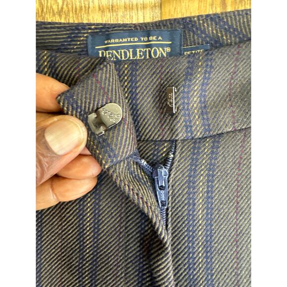 Pendleton Women's Striped Wool Straight Leg Pants Blue Brown Tan Burgundy 10P - Picture 5 of 8